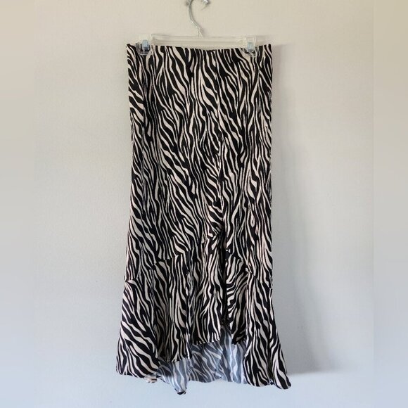 ANTHRO | MAEVE Satin Skirt Zebra Print Hi-lo Sz Medium - Picture 2 of 6